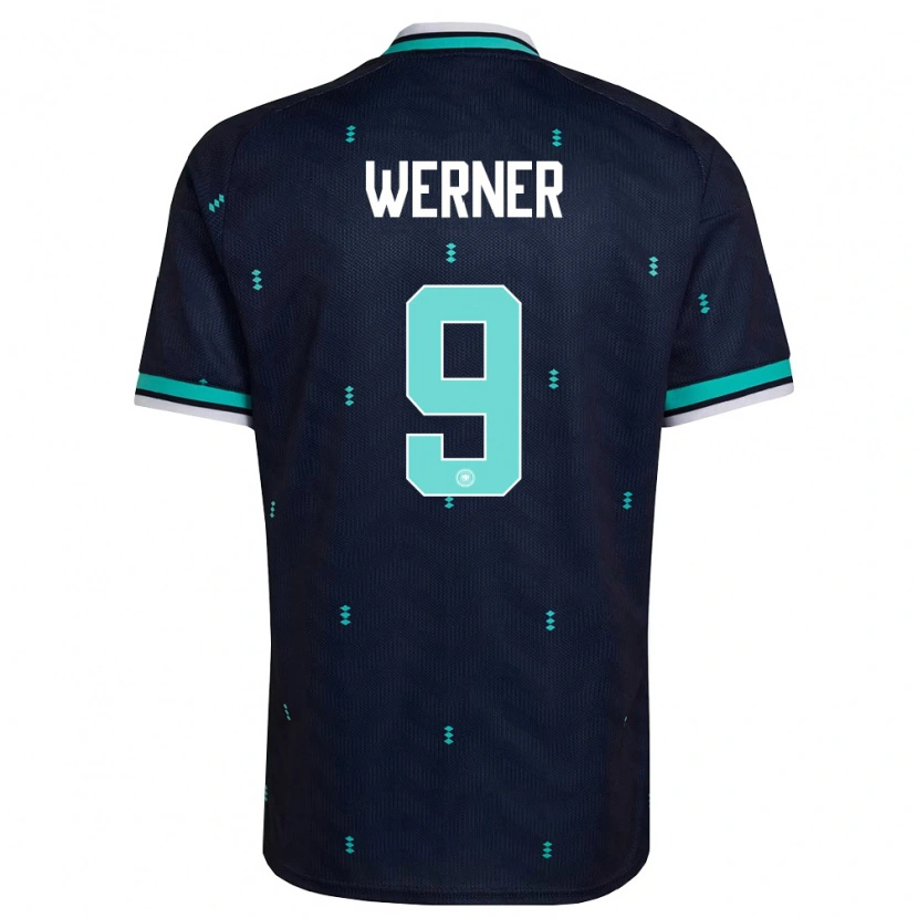 Danxen Kvinnor Tyskland Timo Werner #9 Marin Himmelblå Vit Bortatröja Matchtröjor 26-28 Tröjor T-Tröja