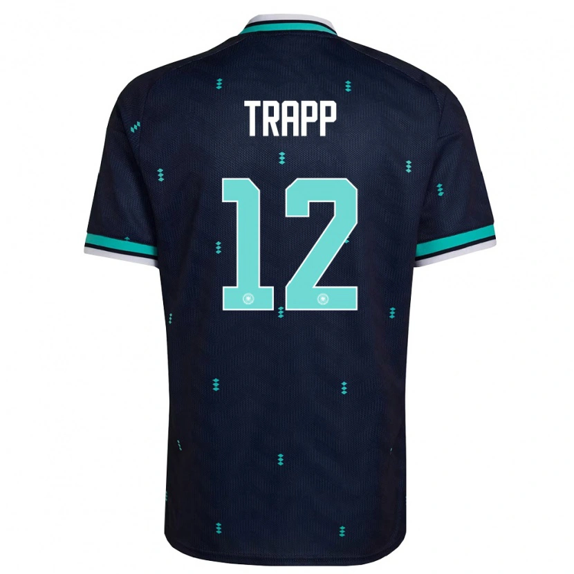 Danxen Kvinnor Tyskland Kevin Trapp #12 Marin Himmelblå Vit Bortatröja Matchtröjor 26-28 Tröjor T-Tröja