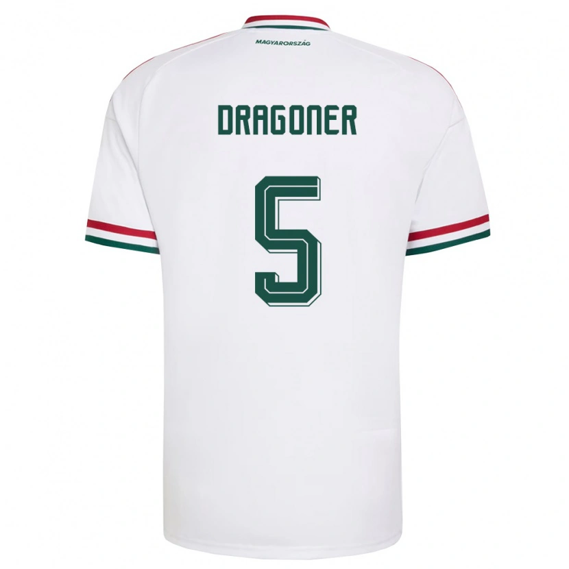 Danxen Kvinnor Ungern Áron Dragóner #5 Vit Röd Grön Bortatröja Matchtröjor 26-28 Tröjor T-Tröja
