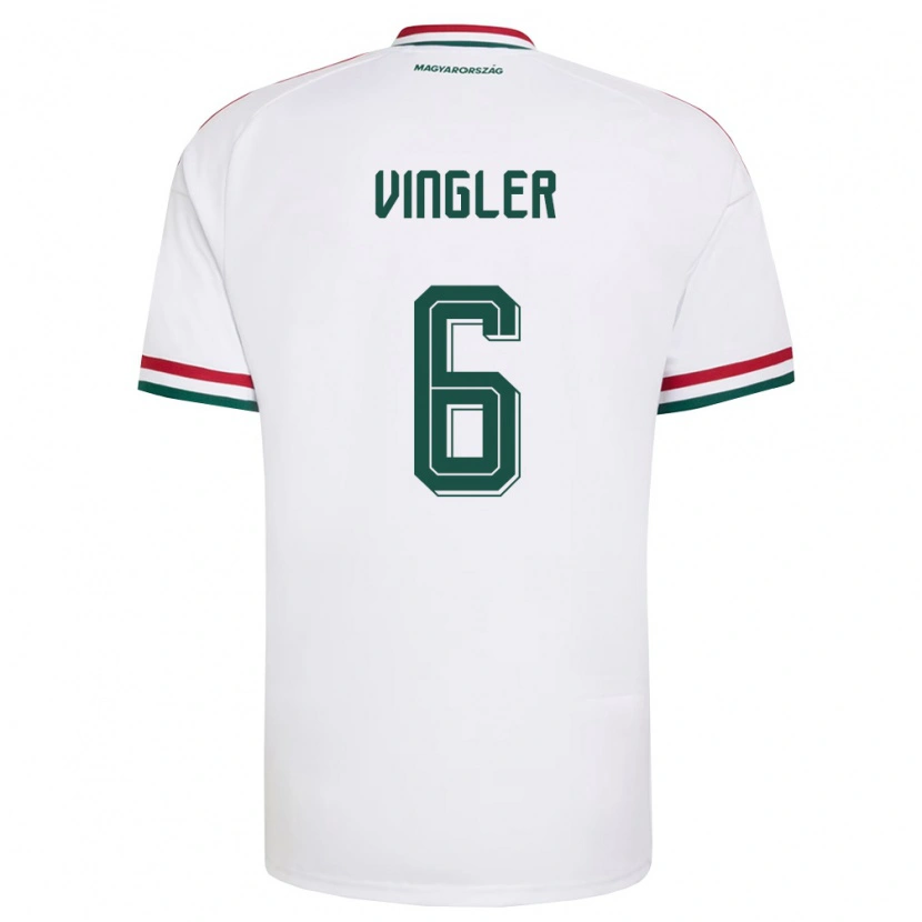 Danxen Kvinnor Ungern László Vingler #6 Vit Röd Grön Bortatröja Matchtröjor 26-28 Tröjor T-Tröja