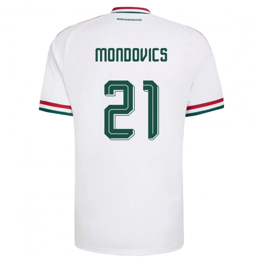 Danxen Kvinnor Ungern Kevin Mondovics #21 Vit Röd Grön Bortatröja Matchtröjor 26-28 Tröjor T-Tröja