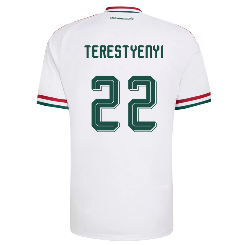 Danxen Kvinnor Ungern Anna Terestyényi #22 Vit Röd Grön Bortatröja Matchtröjor 26-28 Tröjor T-Tröja