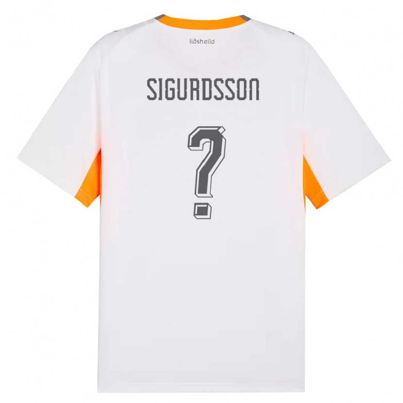 Danxen Kvinnor Island Freyr Sigurdsson #0 Vit Orange Grå Bortatröja Matchtröjor 26-28 Tröjor T-Tröja