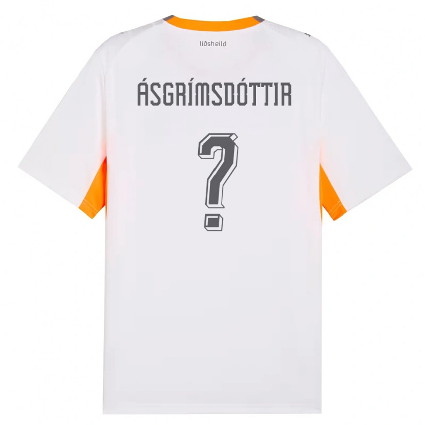Danxen Kvinnor Island Arna Ásgrímsdóttir #0 Vit Orange Grå Bortatröja Matchtröjor 26-28 Tröjor T-Tröja