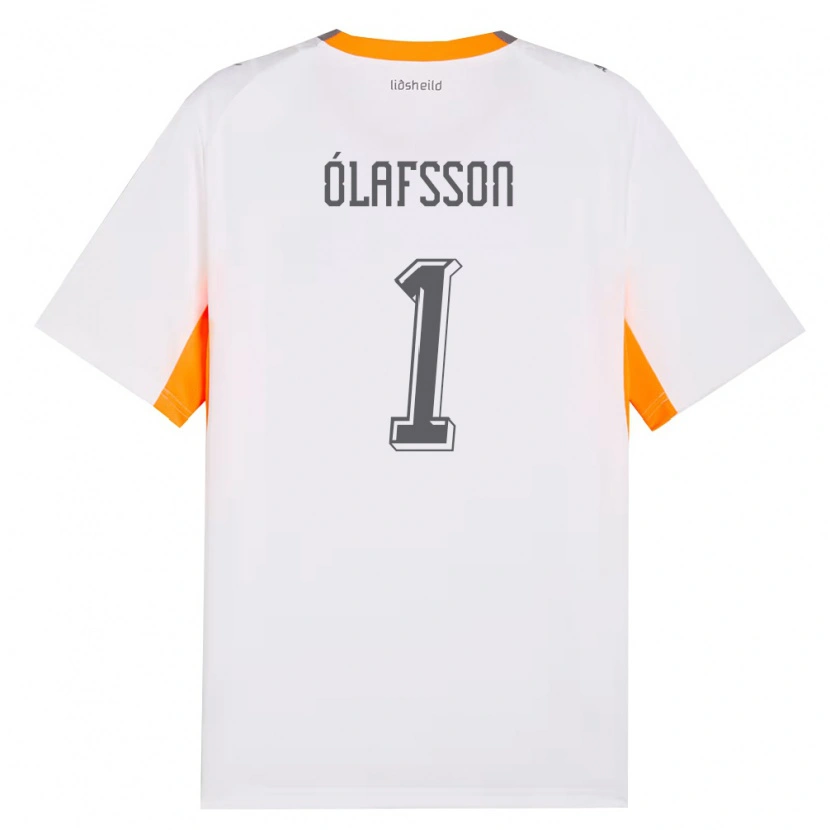 Danxen Kvinnor Island Elías Ólafsson #1 Vit Orange Grå Bortatröja Matchtröjor 26-28 Tröjor T-Tröja