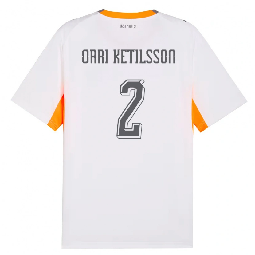 Danxen Kvinnor Island Ketill Orri Ketilsson #2 Vit Orange Grå Bortatröja Matchtröjor 26-28 Tröjor T-Tröja