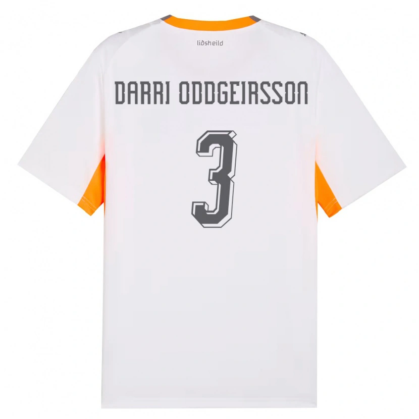 Danxen Kvinnor Island Björn Darri Oddgeirsson #3 Vit Orange Grå Bortatröja Matchtröjor 26-28 Tröjor T-Tröja