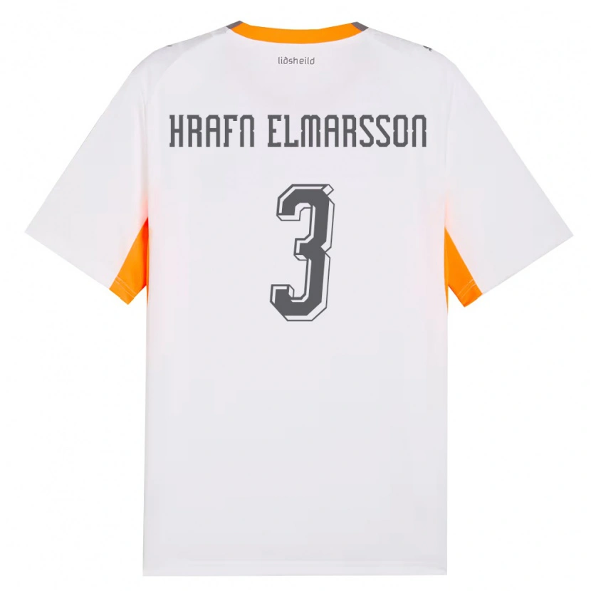 Danxen Kvinnor Island Leó Hrafn Elmarsson #3 Vit Orange Grå Bortatröja Matchtröjor 26-28 Tröjor T-Tröja