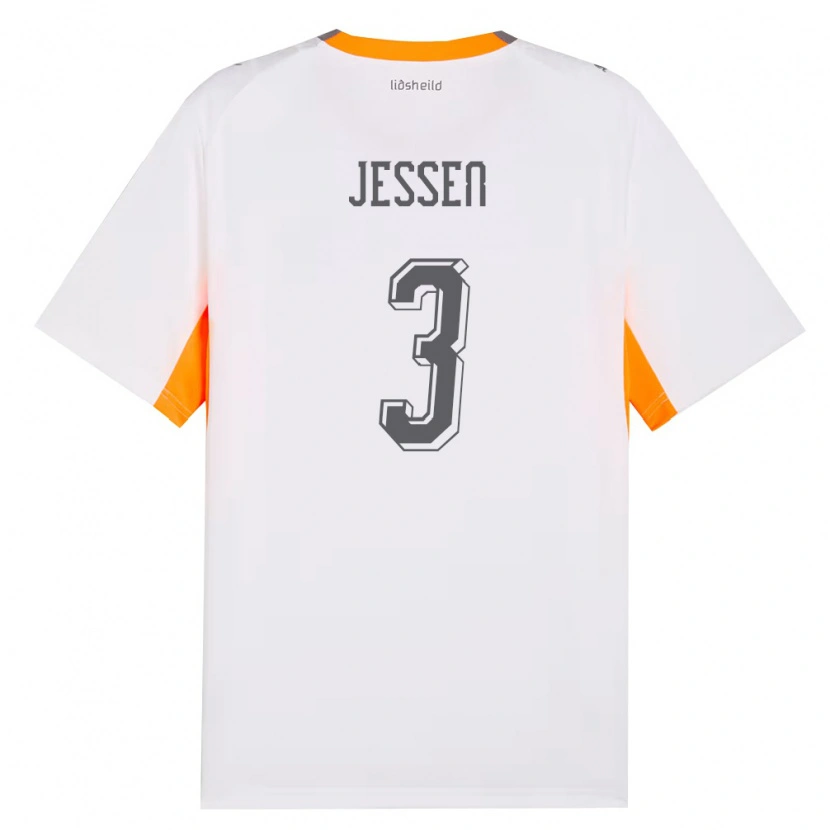 Danxen Kvinnor Island Sandra Jessen #3 Vit Orange Grå Bortatröja Matchtröjor 26-28 Tröjor T-Tröja