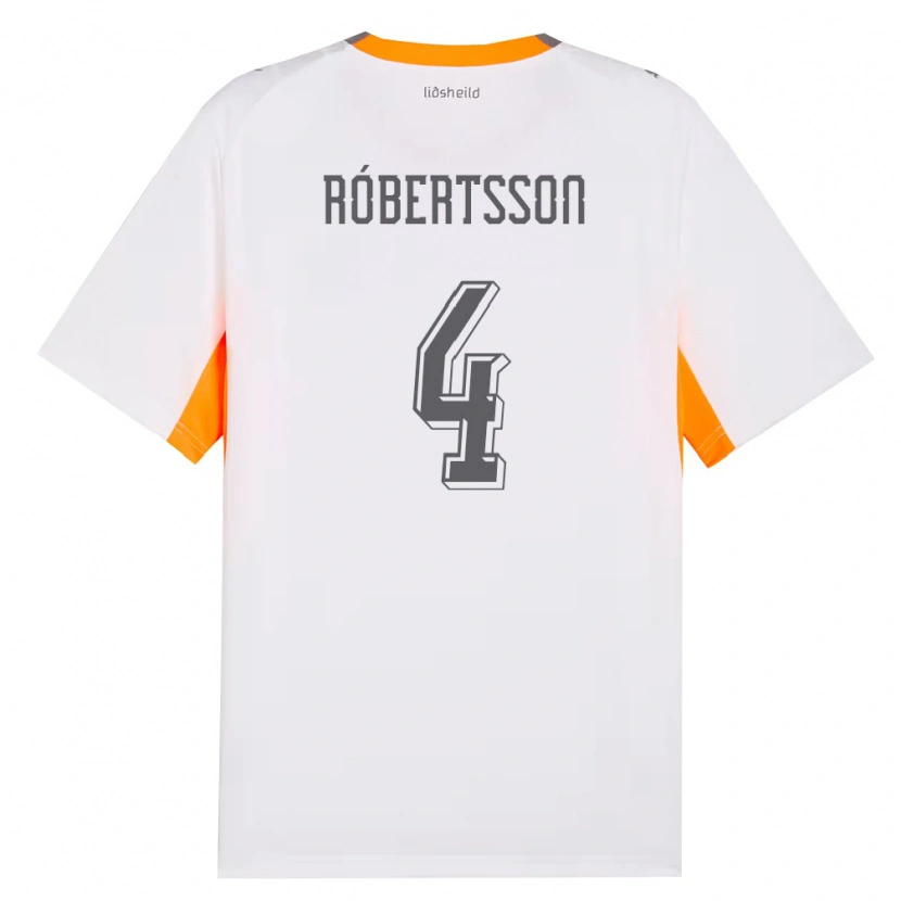 Danxen Kvinnor Island Logi Hrafn Róbertsson #4 Vit Orange Grå Bortatröja Matchtröjor 26-28 Tröjor T-Tröja