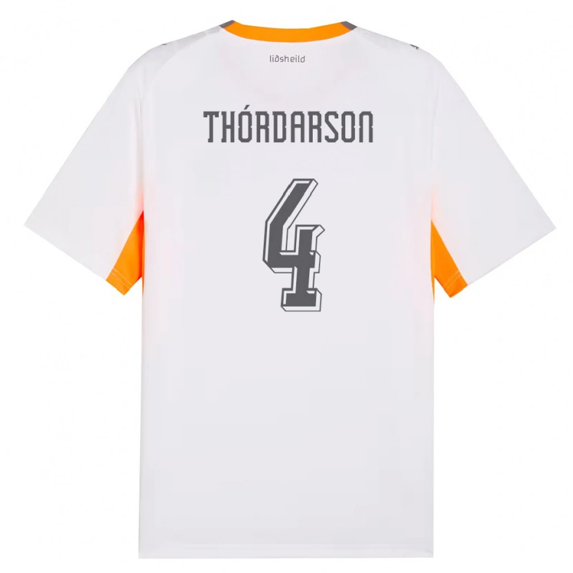 Danxen Kvinnor Island Ódinn Sturla Thórdarson #4 Vit Orange Grå Bortatröja Matchtröjor 26-28 Tröjor T-Tröja
