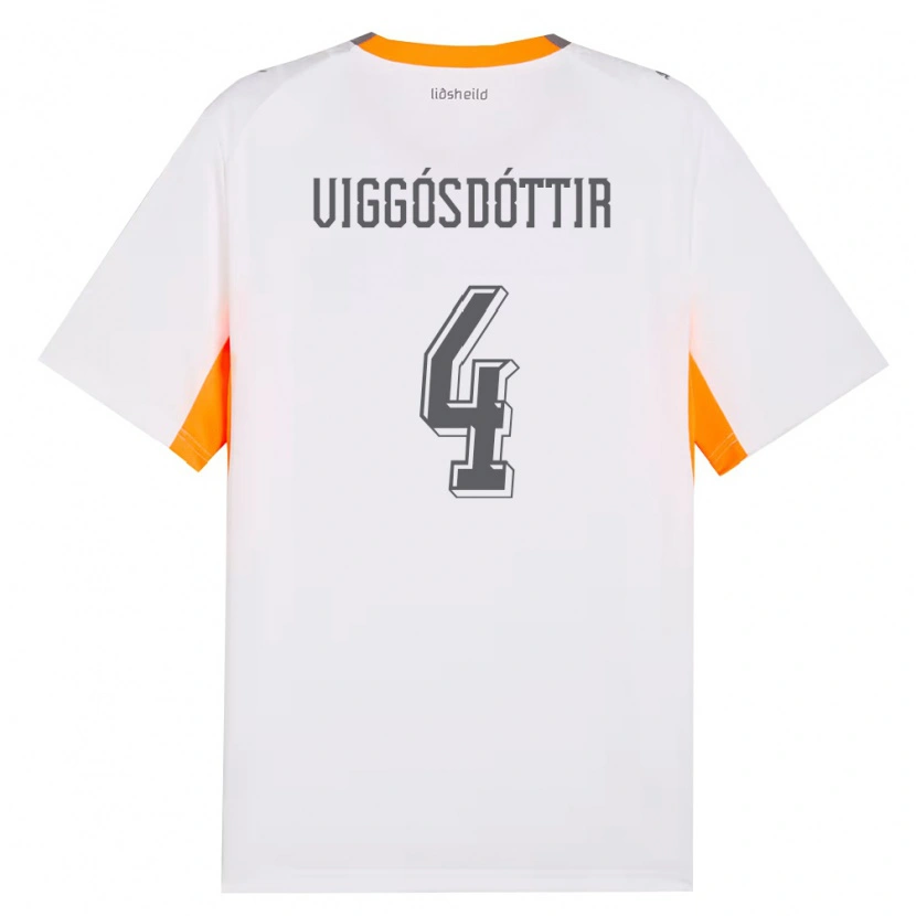 Danxen Kvinnor Island Glódís Perla Viggósdóttir #4 Vit Orange Grå Bortatröja Matchtröjor 26-28 Tröjor T-Tröja