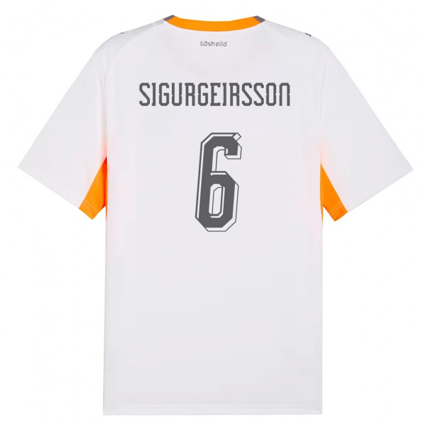 Danxen Kvinnor Island Rúnar Thór Sigurgeirsson #6 Vit Orange Grå Bortatröja Matchtröjor 26-28 Tröjor T-Tröja