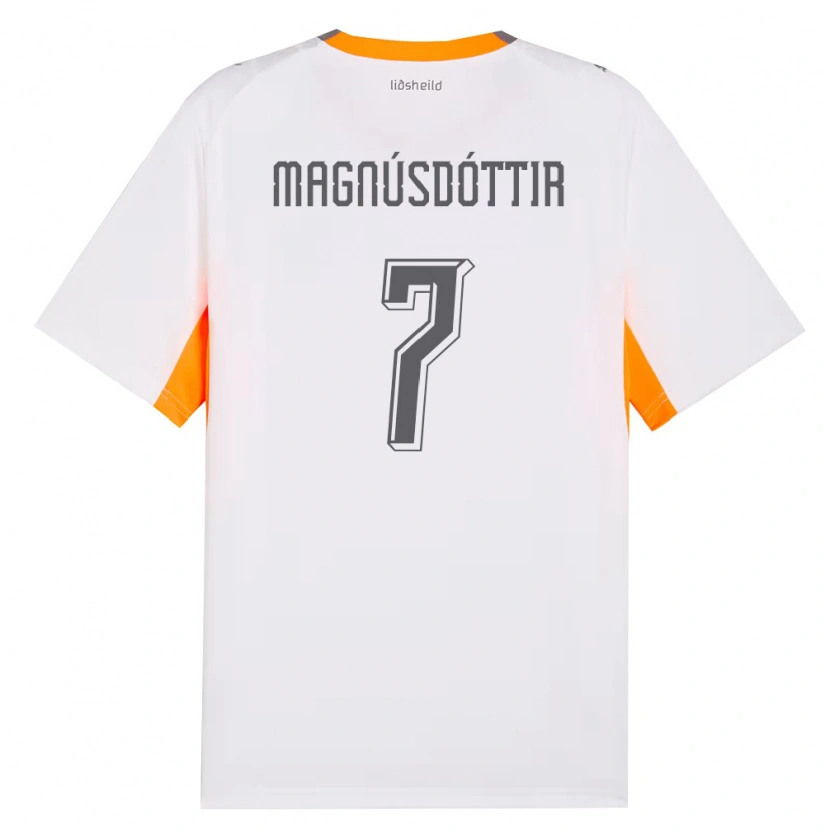 Danxen Kvinnor Island Selma Sól Magnúsdóttir #7 Vit Orange Grå Bortatröja Matchtröjor 26-28 Tröjor T-Tröja