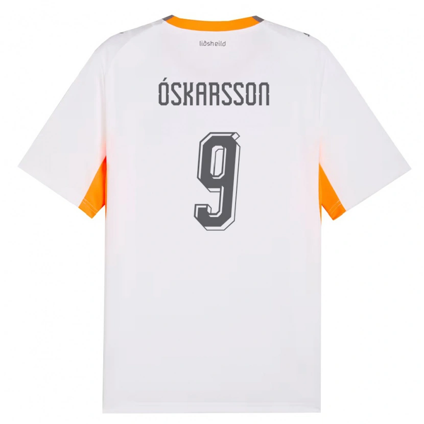 Danxen Kvinnor Island Orri Óskarsson #9 Vit Orange Grå Bortatröja Matchtröjor 26-28 Tröjor T-Tröja