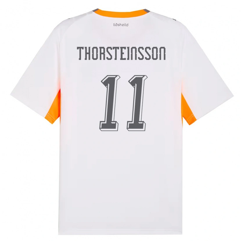 Danxen Kvinnor Island Jón Dagur Thorsteinsson #11 Vit Orange Grå Bortatröja Matchtröjor 26-28 Tröjor T-Tröja
