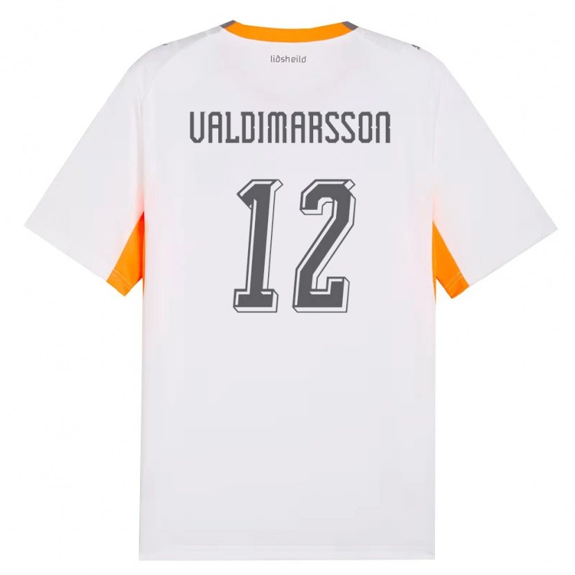 Danxen Kvinnor Island Hákon Valdimarsson #12 Vit Orange Grå Bortatröja Matchtröjor 26-28 Tröjor T-Tröja