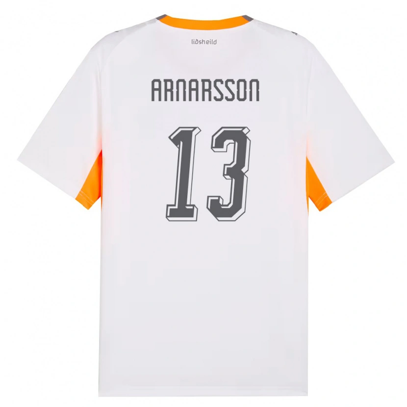 Danxen Kvinnor Island Ásbjörn Líndal Arnarsson #13 Vit Orange Grå Bortatröja Matchtröjor 26-28 Tröjor T-Tröja