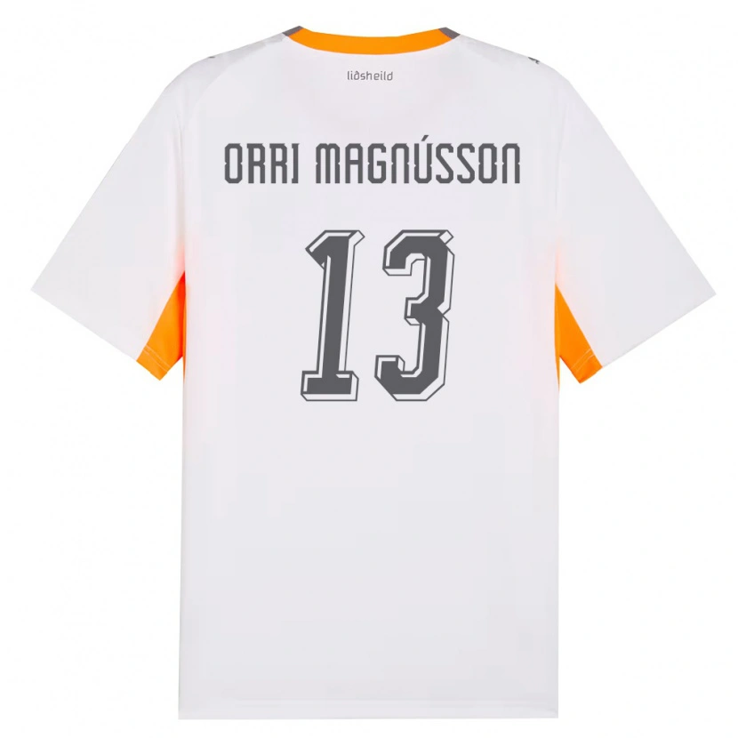 Danxen Kvinnor Island Ásgeir Orri Magnússon #13 Vit Orange Grå Bortatröja Matchtröjor 26-28 Tröjor T-Tröja