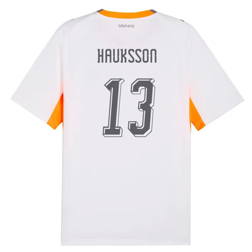 Danxen Kvinnor Island Bjarki Hauksson #13 Vit Orange Grå Bortatröja Matchtröjor 26-28 Tröjor T-Tröja