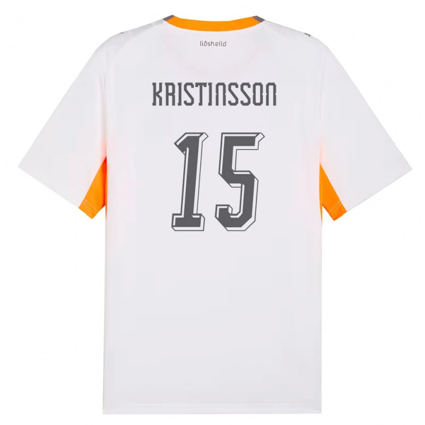 Danxen Kvinnor Island Snorri Kristinsson #15 Vit Orange Grå Bortatröja Matchtröjor 26-28 Tröjor T-Tröja