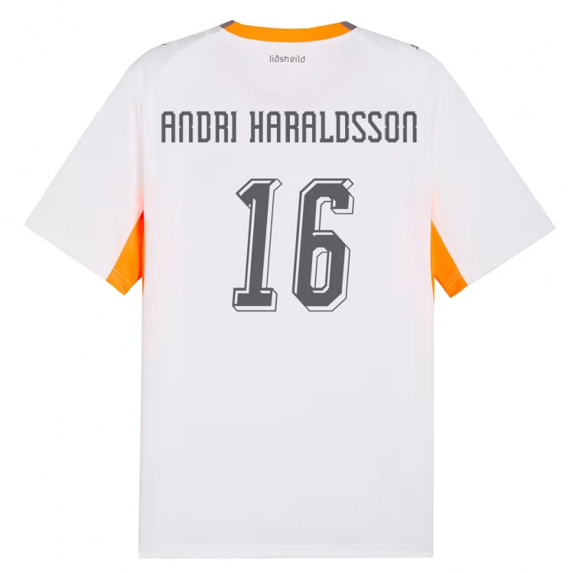 Danxen Kvinnor Island Haukur Andri Haraldsson #16 Vit Orange Grå Bortatröja Matchtröjor 26-28 Tröjor T-Tröja