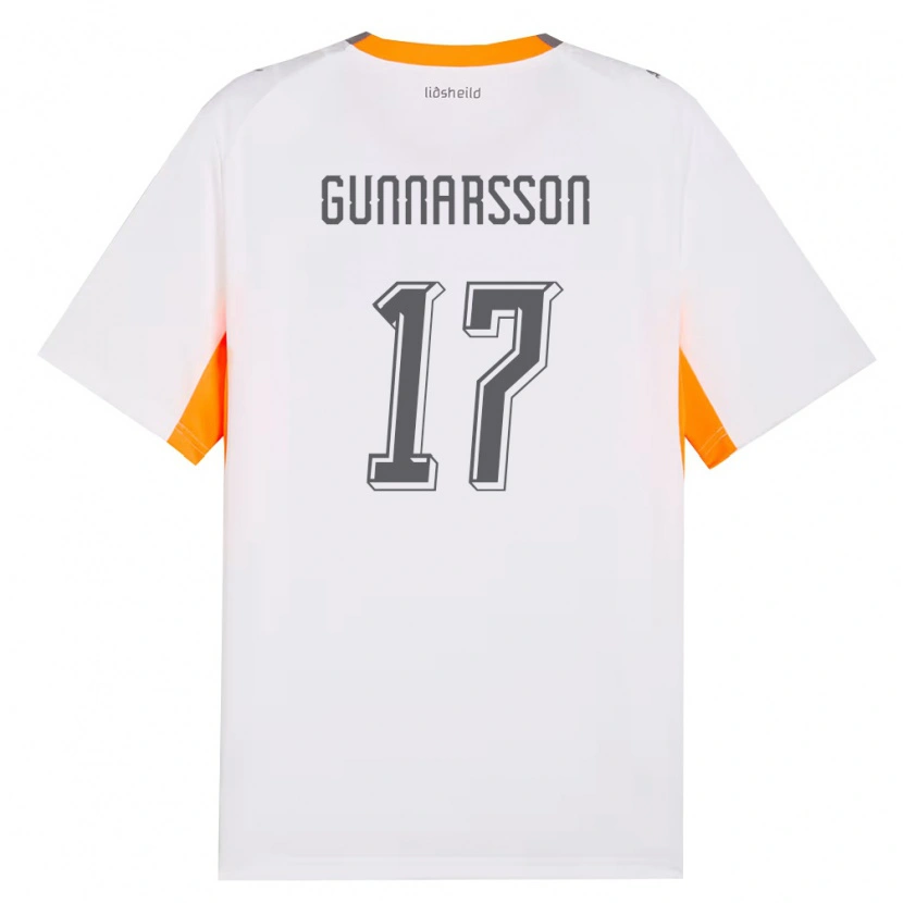 Danxen Kvinnor Island Aron Gunnarsson #17 Vit Orange Grå Bortatröja Matchtröjor 26-28 Tröjor T-Tröja