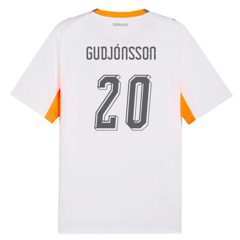 Danxen Kvinnor Island Alexander Máni Gudjónsson #20 Vit Orange Grå Bortatröja Matchtröjor 26-28 Tröjor T-Tröja