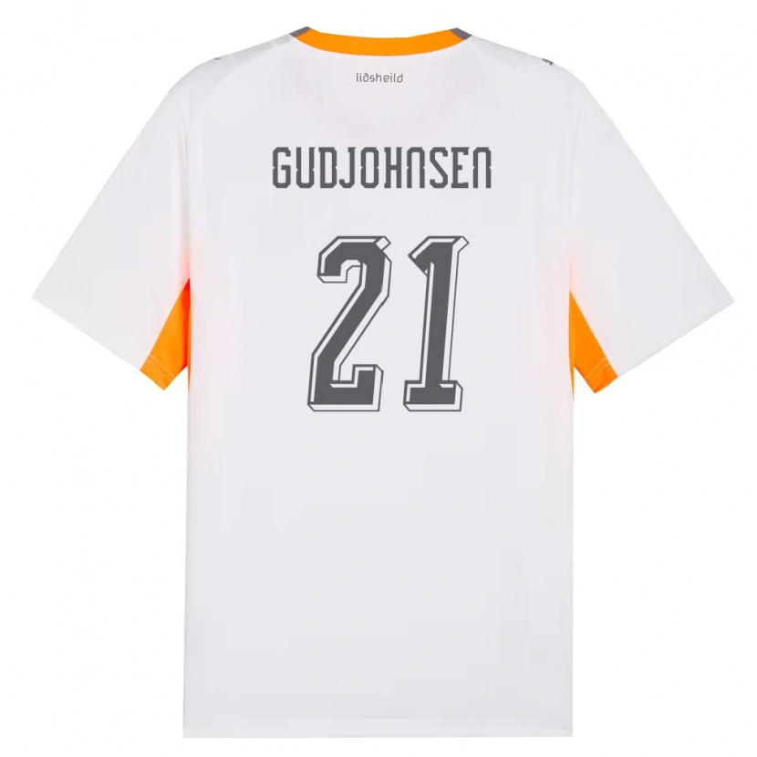 Danxen Kvinnor Island Daníel Gudjohnsen #21 Vit Orange Grå Bortatröja Matchtröjor 26-28 Tröjor T-Tröja
