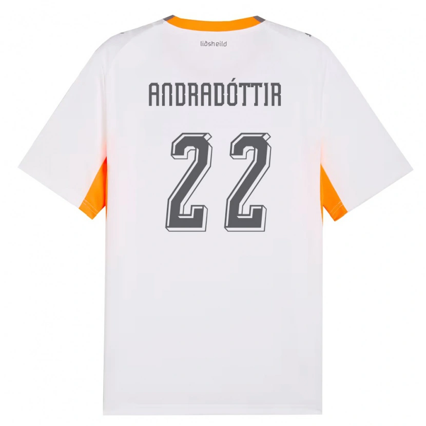 Danxen Kvinnor Island Amanda Andradóttir #22 Vit Orange Grå Bortatröja Matchtröjor 26-28 Tröjor T-Tröja