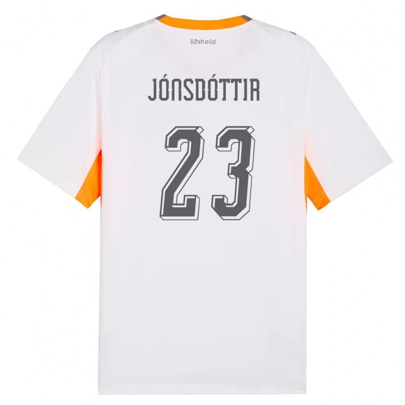 Danxen Kvinnor Island Sveindís Jane Jónsdóttir #23 Vit Orange Grå Bortatröja Matchtröjor 26-28 Tröjor T-Tröja