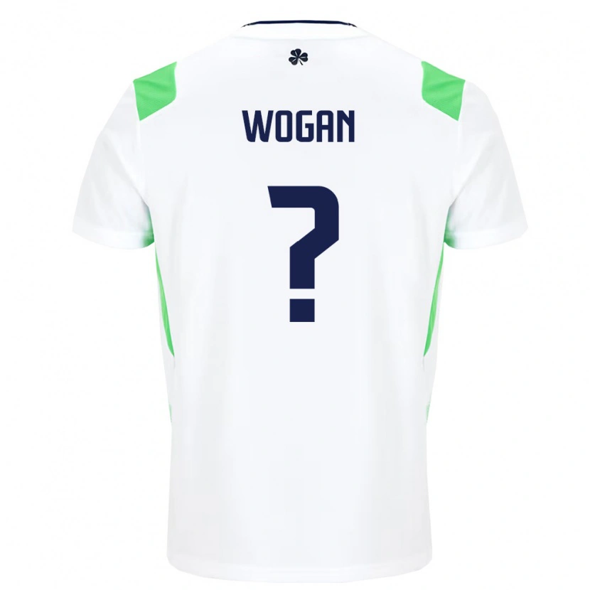 Danxen Kvinnor Irland Andrew Wogan #0 Vit Ljus Grön Bortatröja Matchtröjor 26-28 Tröjor T-Tröja