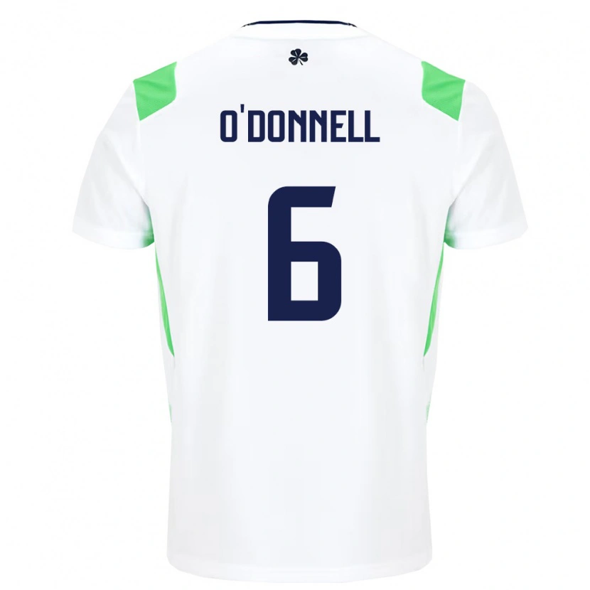 Danxen Kvinnor Irland Luke O'donnell #6 Vit Ljus Grön Bortatröja Matchtröjor 26-28 Tröjor T-Tröja