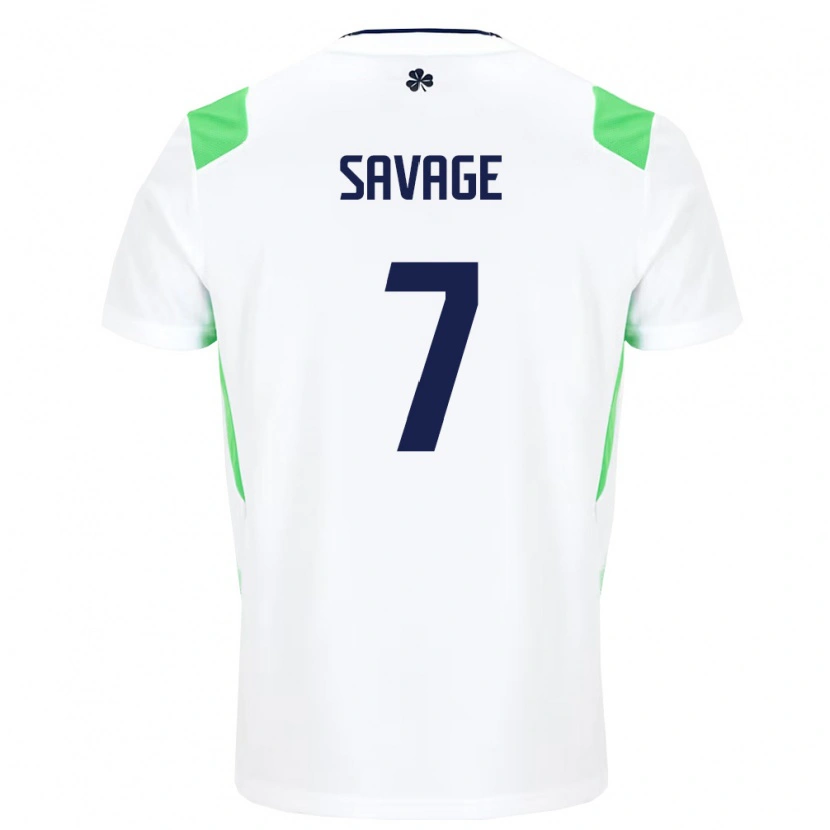 Danxen Kvinnor Irland Ryan Savage #7 Vit Ljus Grön Bortatröja Matchtröjor 26-28 Tröjor T-Tröja