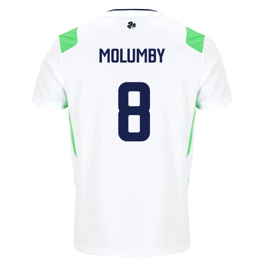Danxen Kvinnor Irland Jayson Molumby #8 Vit Ljus Grön Bortatröja Matchtröjor 26-28 Tröjor T-Tröja
