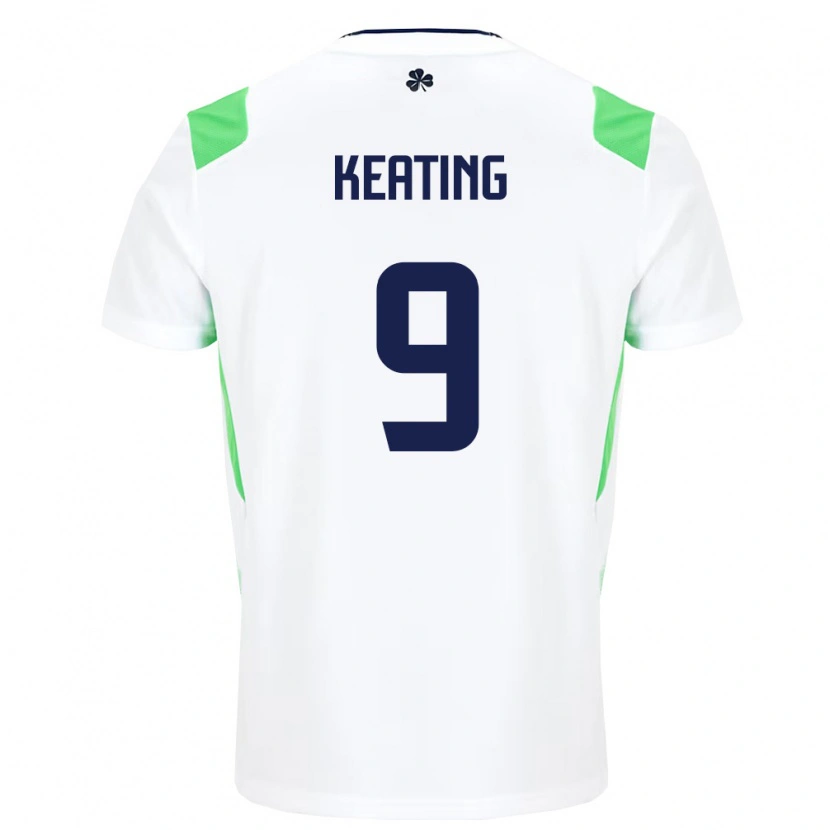 Danxen Kvinnor Irland Ronan Keating #9 Vit Ljus Grön Bortatröja Matchtröjor 26-28 Tröjor T-Tröja