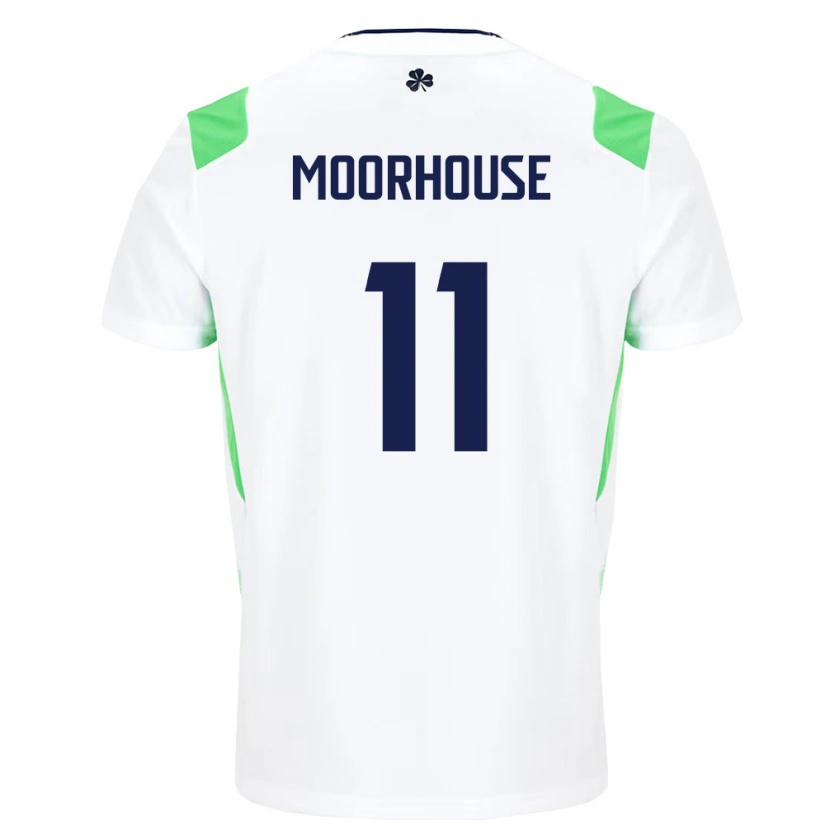 Danxen Kvinnor Irland Jack Moorhouse #11 Vit Ljus Grön Bortatröja Matchtröjor 26-28 Tröjor T-Tröja