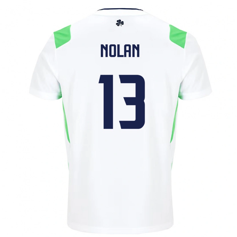 Danxen Kvinnor Irland Hayley Nolan #13 Vit Ljus Grön Bortatröja Matchtröjor 26-28 Tröjor T-Tröja