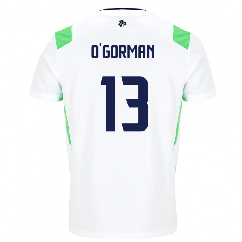 Danxen Kvinnor Irland Áine O'gorman #13 Vit Ljus Grön Bortatröja Matchtröjor 26-28 Tröjor T-Tröja
