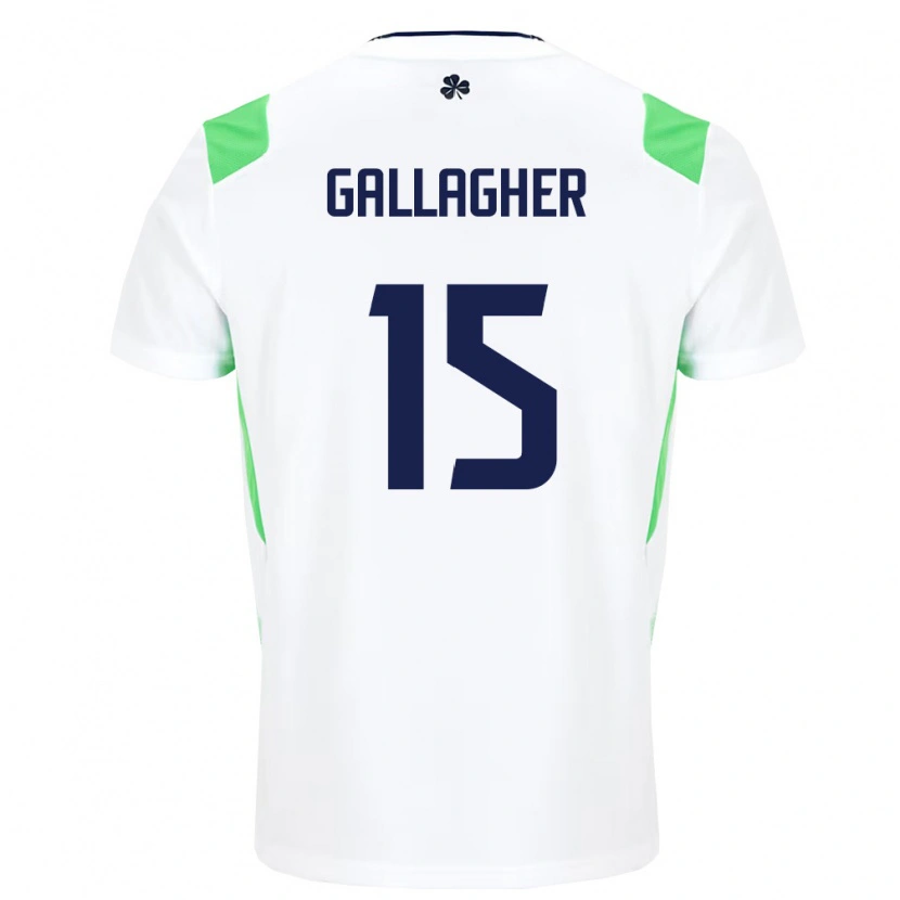 Danxen Kvinnor Irland Oisín Gallagher #15 Vit Ljus Grön Bortatröja Matchtröjor 26-28 Tröjor T-Tröja