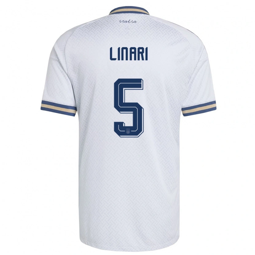 Danxen Kvinnor Italien Elena Linari #5 Off-White Marin Guld Bortatröja Matchtröjor 26-28 Tröjor T-Tröja