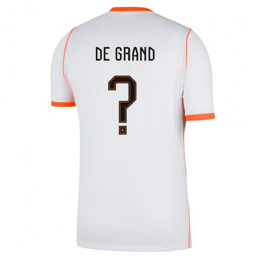 Danxen Kvinnor Nederländerna Sam De Grand #0 Vit Orange Bortatröja Matchtröjor 26-28 Tröjor T-Tröja