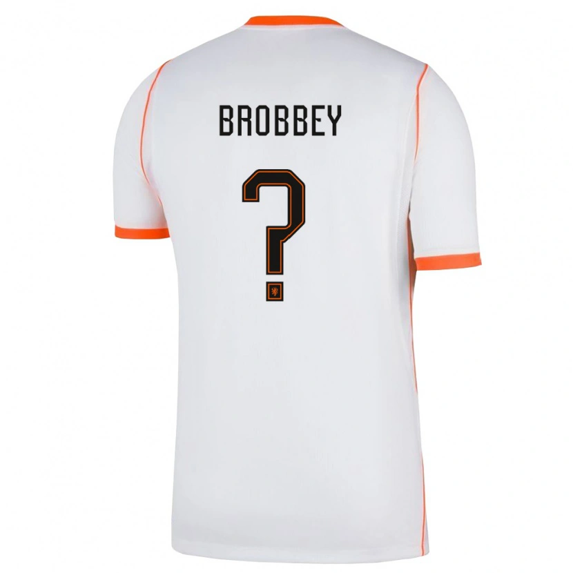 Danxen Kvinnor Nederländerna Brian Brobbey #0 Vit Orange Bortatröja Matchtröjor 26-28 Tröjor T-Tröja