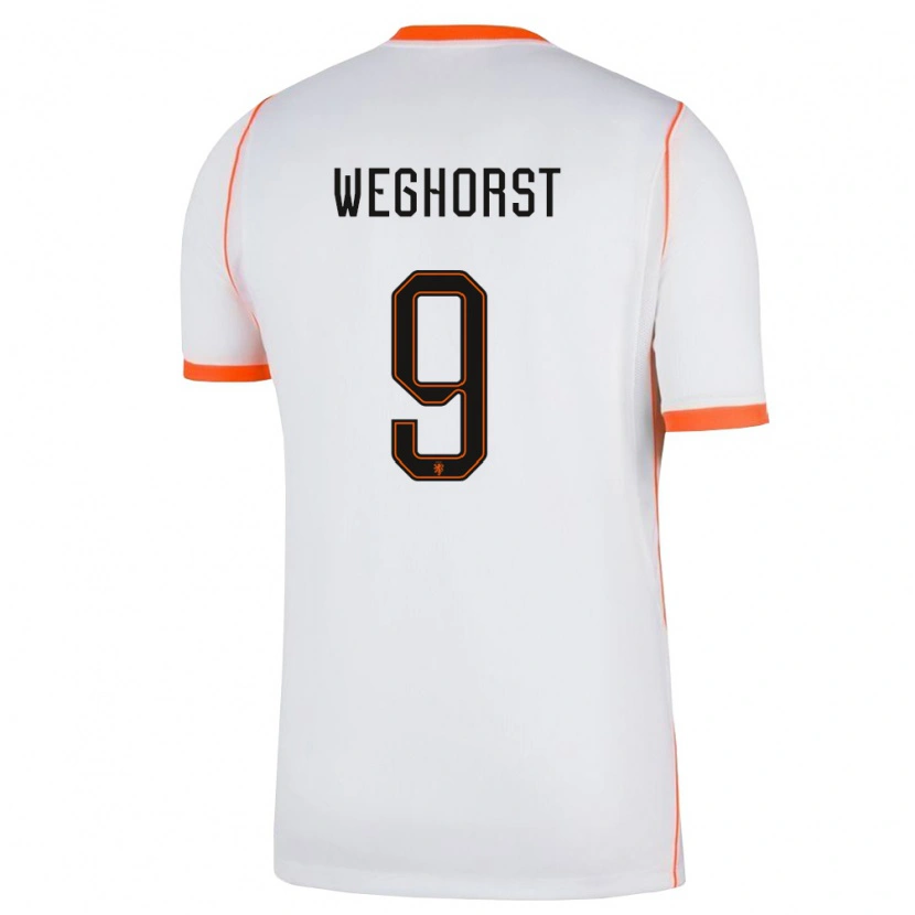 Danxen Kvinnor Nederländerna Wout Weghorst #9 Vit Orange Bortatröja Matchtröjor 26-28 Tröjor T-Tröja