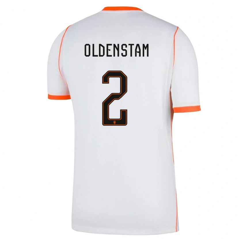 Danxen Kvinnor Nederländerna Lyfe Oldenstam #2 Vit Orange Bortatröja Matchtröjor 26-28 Tröjor T-Tröja