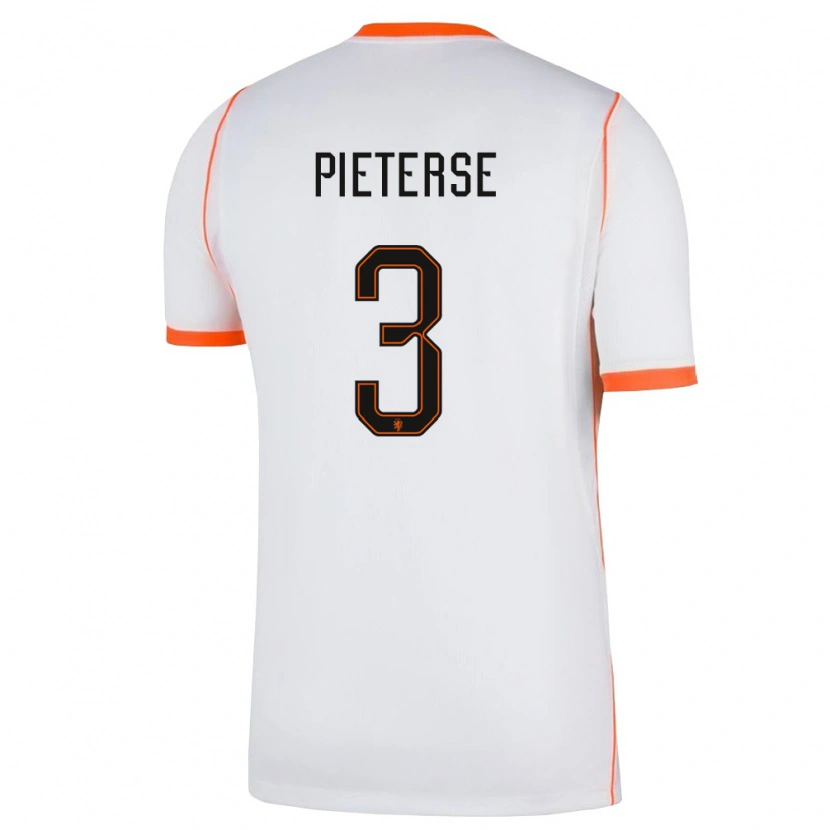 Danxen Kvinnor Nederländerna Mika Pieterse #3 Vit Orange Bortatröja Matchtröjor 26-28 Tröjor T-Tröja