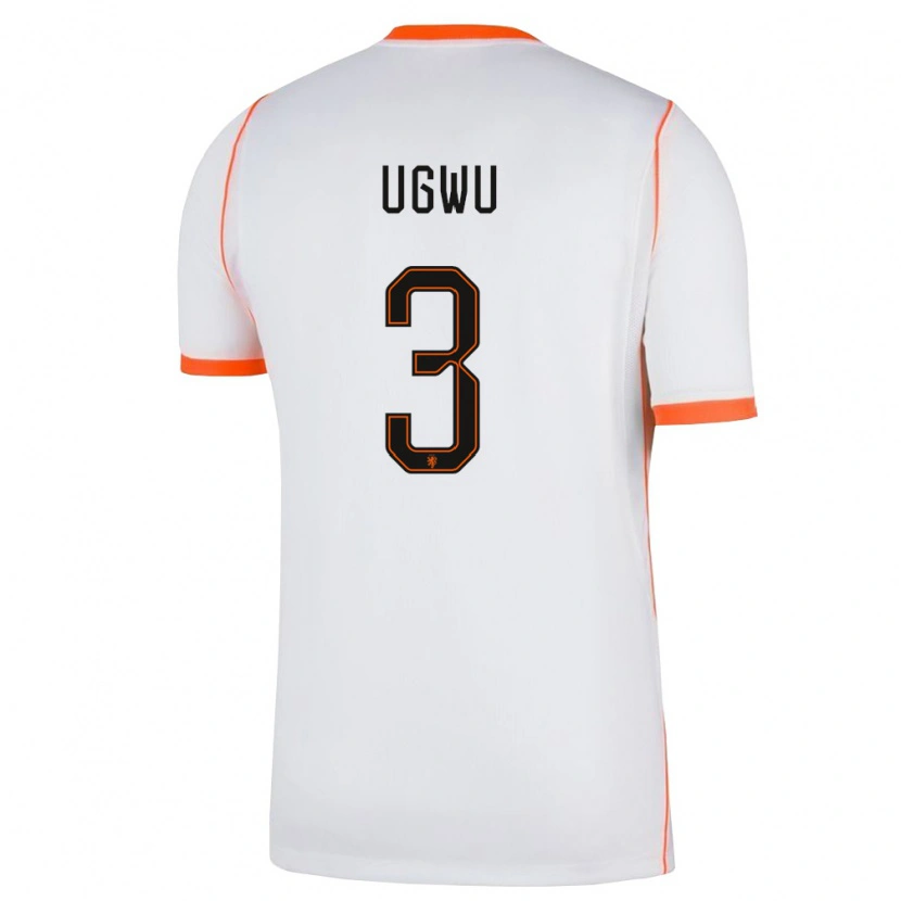 Danxen Kvinnor Nederländerna Precious Ugwu #3 Vit Orange Bortatröja Matchtröjor 26-28 Tröjor T-Tröja
