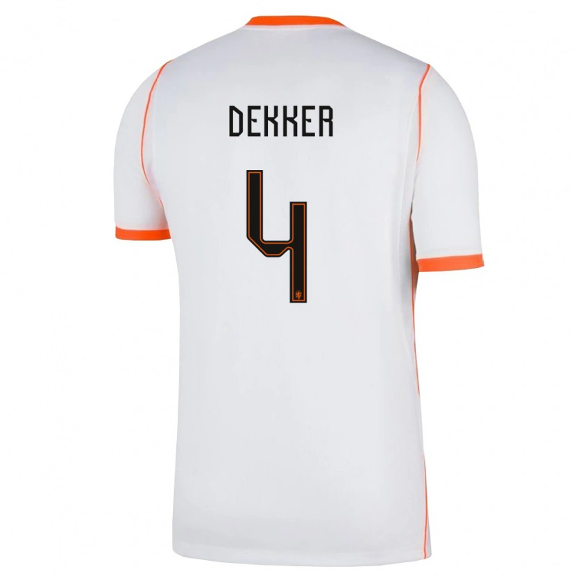 Danxen Kvinnor Nederländerna Maxim Dekker #4 Vit Orange Bortatröja Matchtröjor 26-28 Tröjor T-Tröja