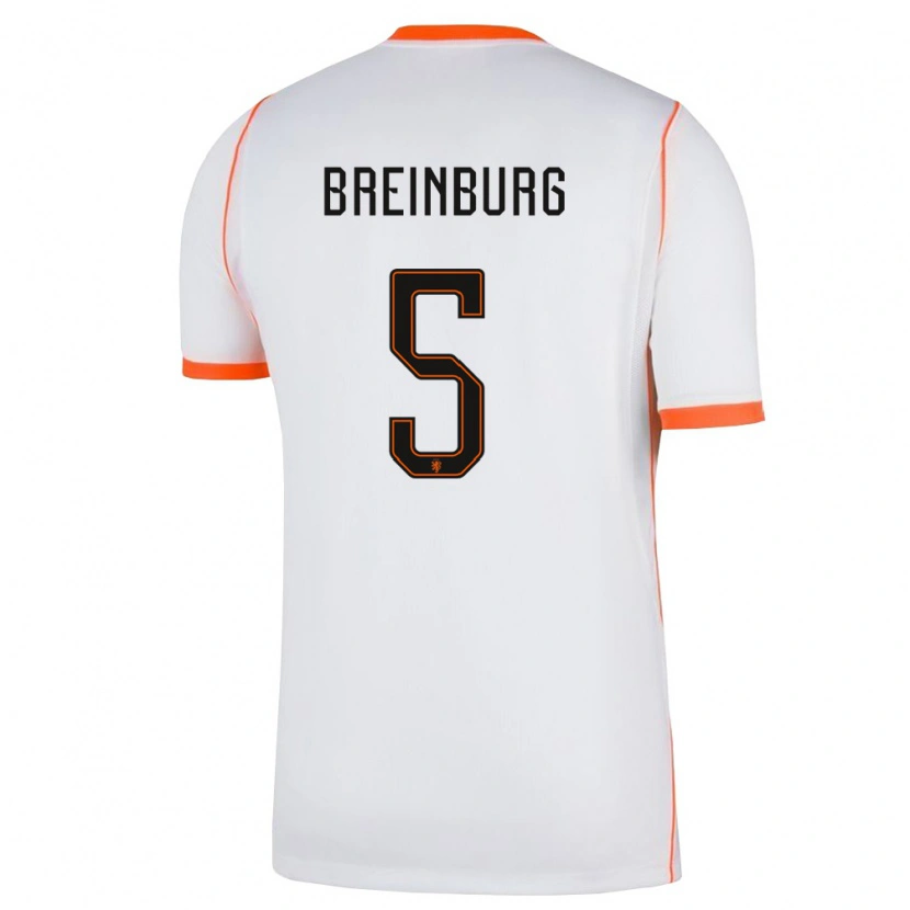 Danxen Kvinnor Nederländerna Rainey Breinburg #5 Vit Orange Bortatröja Matchtröjor 26-28 Tröjor T-Tröja