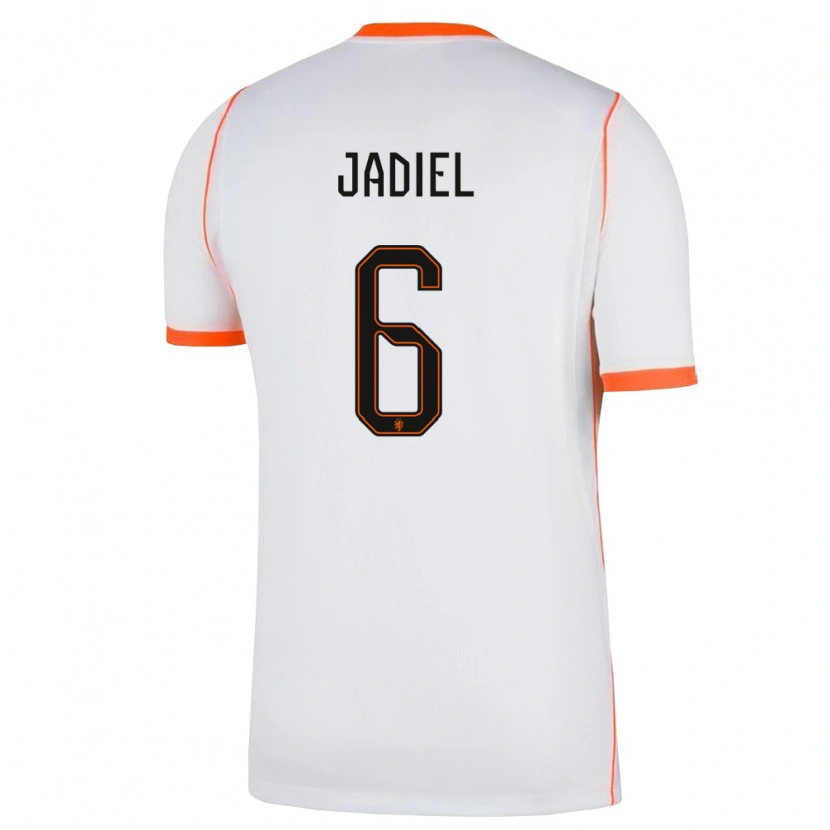 Danxen Kvinnor Nederländerna Jadiel Pereira Da Gama #6 Vit Orange Bortatröja Matchtröjor 26-28 Tröjor T-Tröja